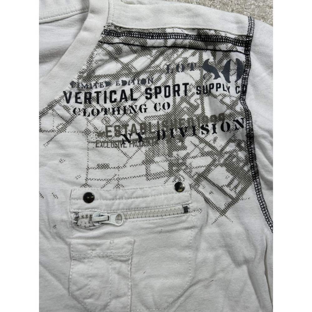 Vertical Sport Shirt‎ Mens XL White Graphic Pocket Tee Streetwear Casual Cotton - Picture 5 of 9